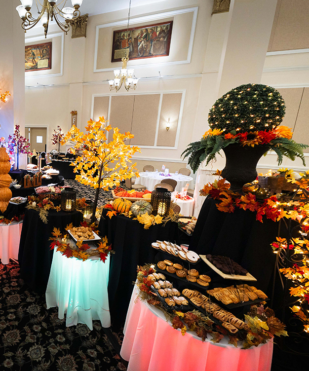 a table with food on it